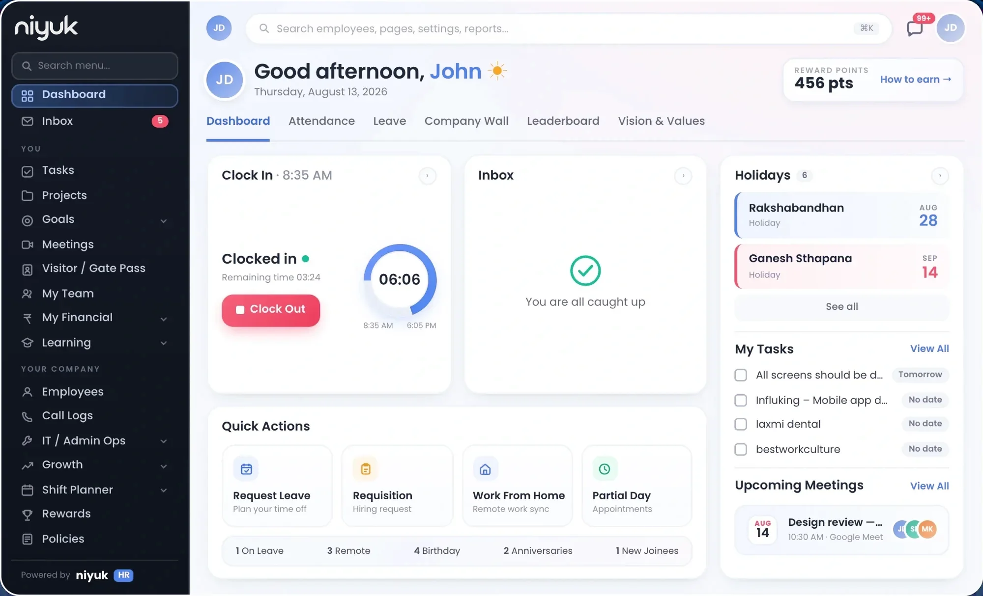 niyuk HRMS dashboard